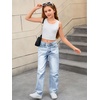 image:imageMakeMeChic Girls Baggy Straight Leg Jeans High Elastic Waisted Denim Pants Y2K Boyfriend Skater Streetwear 416YLight Wash