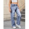 image:imageMakeMeChic Girls Baggy Straight Leg Jeans High Elastic Waisted Denim Pants Y2K Boyfriend Skater Streetwear 416YMedium Wash