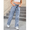 image:imageMakeMeChic Girls Baggy Straight Leg Jeans High Elastic Waisted Denim Pants Y2K Boyfriend Skater Streetwear 416YMedium Wash B