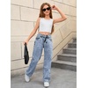 image:imageMakeMeChic Girls Baggy Straight Leg Jeans High Elastic Waisted Denim Pants Y2K Boyfriend Skater Streetwear 416YMedium Wash B