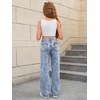 image:imageMakeMeChic Girls Baggy Straight Leg Jeans High Elastic Waisted Denim Pants Y2K Boyfriend Skater Streetwear 416YMedium Wash B
