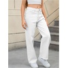 image:imageMakeMeChic Girls Baggy Straight Leg Jeans High Elastic Waisted Denim Pants Y2K Boyfriend Skater Streetwear 416YWhite