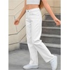 image:imageMakeMeChic Girls Baggy Straight Leg Jeans High Elastic Waisted Denim Pants Y2K Boyfriend Skater Streetwear 416YWhite