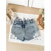 image:imageMakeMeChic Girls Summer Floral Lace Denim Shorts Distressed Trim Zip Fly Micro Mini JortsLight Wash