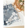 image:imageMakeMeChic Girls Summer Floral Lace Denim Shorts Distressed Trim Zip Fly Micro Mini JortsLight Wash
