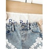 image:imageMakeMeChic Girls Summer Floral Lace Denim Shorts Distressed Trim Zip Fly Micro Mini JortsLight Wash
