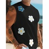 image:imageMakeMeChic Mens Summer Beach Tank Top Graphic Sleeveless Hawaiian Shirts Muscle Basic Top Vacation ShirtsBlack