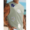 image:imageMakeMeChic Mens Summer Beach Tank Top Graphic Sleeveless Hawaiian Shirts Muscle Basic Top Vacation ShirtsGreen