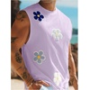 image:imageMakeMeChic Mens Summer Beach Tank Top Graphic Sleeveless Hawaiian Shirts Muscle Basic Top Vacation ShirtsPurple