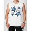 image:imageMakeMeChic Mens Summer Beach Tank Top Graphic Sleeveless Hawaiian Shirts Muscle Basic Top Vacation ShirtsWhite Star