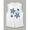 image:imageMakeMeChic Mens Summer Beach Tank Top Graphic Sleeveless Hawaiian Shirts Muscle Basic Top Vacation ShirtsWhite Star