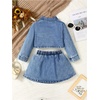 image:imageMakeMeChic Toddler Baby Girl 2 Piece Cute Outfits Long Sleeve Collared Denim Jacket and Pleated A Line Jean Skirt SetsBlue