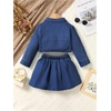 image:imageMakeMeChic Toddler Baby Girl 2 Piece Cute Outfits Long Sleeve Collared Denim Jacket and Pleated A Line Jean Skirt SetsDark Blue