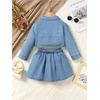 image:imageMakeMeChic Toddler Baby Girl 2 Piece Cute Outfits Long Sleeve Collared Denim Jacket and Pleated A Line Jean Skirt SetsLight Blue