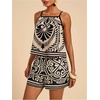 image:imageMakeMeChic Womens 2 Piece Sets 2026 Summer Matching Lounge Short Set Tropical Resort Travel Vacation OutfitsBlack