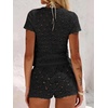 image:imageMakeMeChic Womens 2 Piece Sets Crochet Beach Cover Ups Boho Tops Mini Shorts Set Vacation OutfitsBlack