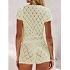 image:imageMakeMeChic Womens 2 Piece Sets Crochet Beach Cover Ups Boho Tops Mini Shorts Set Vacation OutfitsYellow