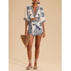 image:imageMakeMeChic Womens 2 Piece Summer Sets Boho Floral Crop Tops Wrap Skirt Set Resortwear Vacation OutfitsBlue and Khaki