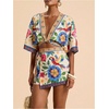 image:imageMakeMeChic Womens 2 Piece Summer Sets Boho Floral Crop Tops Wrap Skirt Set Resortwear Vacation OutfitsMulticolor