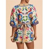 image:imageMakeMeChic Womens 2 Piece Summer Sets Boho Floral Crop Tops Wrap Skirt Set Resortwear Vacation OutfitsMulticolor