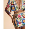 image:imageMakeMeChic Womens 2 Piece Summer Sets Boho Floral Crop Tops Wrap Skirt Set Resortwear Vacation OutfitsMulticolor