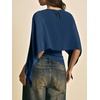 image:imageMakeMeChic Womens Asymmetrical Crop Tops Dressy Blouse Chiffon Mesh Sheer Summer Going Out TopsBlue Plain