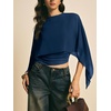 image:imageMakeMeChic Womens Asymmetrical Crop Tops Dressy Blouse Chiffon Mesh Sheer Summer Going Out TopsBlue Plain
