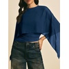 image:imageMakeMeChic Womens Asymmetrical Crop Tops Dressy Blouse Chiffon Mesh Sheer Summer Going Out TopsBlue Plain