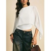 image:imageMakeMeChic Womens Asymmetrical Crop Tops Dressy Blouse Chiffon Mesh Sheer Summer Going Out TopsWhite