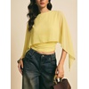 image:imageMakeMeChic Womens Asymmetrical Crop Tops Dressy Blouse Chiffon Mesh Sheer Summer Going Out TopsYellow
