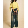 image:imageMakeMeChic Womens Asymmetrical Crop Tops Dressy Blouse Chiffon Mesh Sheer Summer Going Out TopsYellow