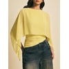 image:imageMakeMeChic Womens Asymmetrical Crop Tops Dressy Blouse Chiffon Mesh Sheer Summer Going Out TopsYellow