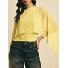 image:imageMakeMeChic Womens Asymmetrical Crop Tops Dressy Blouse Chiffon Mesh Sheer Summer Going Out TopsYellow