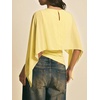 image:imageMakeMeChic Womens Asymmetrical Crop Tops Dressy Blouse Chiffon Mesh Sheer Summer Going Out TopsYellow