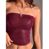 image:imageMakeMeChic Womens Bandeau Strapless Tube Top Faux Leather Y2K Sexy Crop Tops Hippie ClothesBurgundy