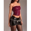 image:imageMakeMeChic Womens Bandeau Strapless Tube Top Faux Leather Y2K Sexy Crop Tops Hippie ClothesBurgundy
