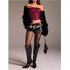 image:imageMakeMeChic Womens Bandeau Strapless Tube Top Faux Leather Y2K Sexy Crop Tops Hippie ClothesBurgundy