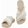 image:imageMakeMeChic Womens Beach Fringe Flat Sandals Raw Trim Criss Cross Summer Platform SandalsBeige