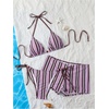 image:imageMakeMeChic Womens Bikini with Shorts Boyshort Bikini Set Halter Tie Backless Y2K Cute SwimsuitsPink and Brown