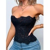 image:imageMakeMeChic Womens Black Corset Tops Y2K Floral Lace Sleeveless Open Back Strapless Body ShaperBlack