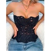 image:imageMakeMeChic Womens Black Corset Tops Y2K Floral Lace Sleeveless Open Back Strapless Body ShaperBlack