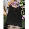 image:imageMakeMeChic Womens Boho Crochet Vest Tops Hollow Out Sleeveless Knit Beach Vacation TopsBlack