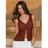 image:imageMakeMeChic Womens Boho Crochet Vest Tops Hollow Out Sleeveless Knit Beach Vacation TopsBrown