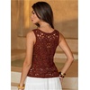 image:imageMakeMeChic Womens Boho Crochet Vest Tops Hollow Out Sleeveless Knit Beach Vacation TopsBrown