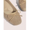 image:imageMakeMeChic Womens Bow Knot Polka Dots Ballet Flat Lace Mesh Beaded Closed Toe Summer Wedding ShoesChampagne