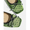 image:imageMakeMeChic Womens Bow Knot Polka Dots Ballet Flat Lace Mesh Beaded Closed Toe Summer Wedding ShoesGreen