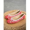 image:imageMakeMeChic Womens Bow Knot Polka Dots Ballet Flat Lace Mesh Beaded Closed Toe Summer Wedding ShoesRed
