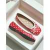 image:imageMakeMeChic Womens Bow Knot Polka Dots Ballet Flat Lace Mesh Beaded Closed Toe Summer Wedding ShoesRed