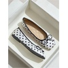 image:imageMakeMeChic Womens Bow Knot Polka Dots Ballet Flat Lace Mesh Beaded Closed Toe Summer Wedding ShoesWhite