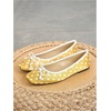 image:imageMakeMeChic Womens Bow Knot Polka Dots Ballet Flat Lace Mesh Beaded Closed Toe Summer Wedding ShoesYellow